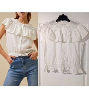 NWT By-Bar | Jael Ruffle Collar Blouse In Off-white
